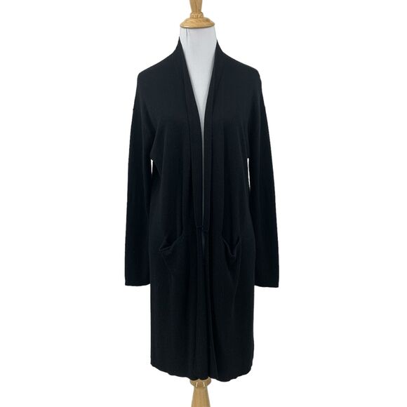 Splendid Retreat Cardigan Womens S Small Black Open Front Cashmere Blend Pockets - Picture 1 of 15